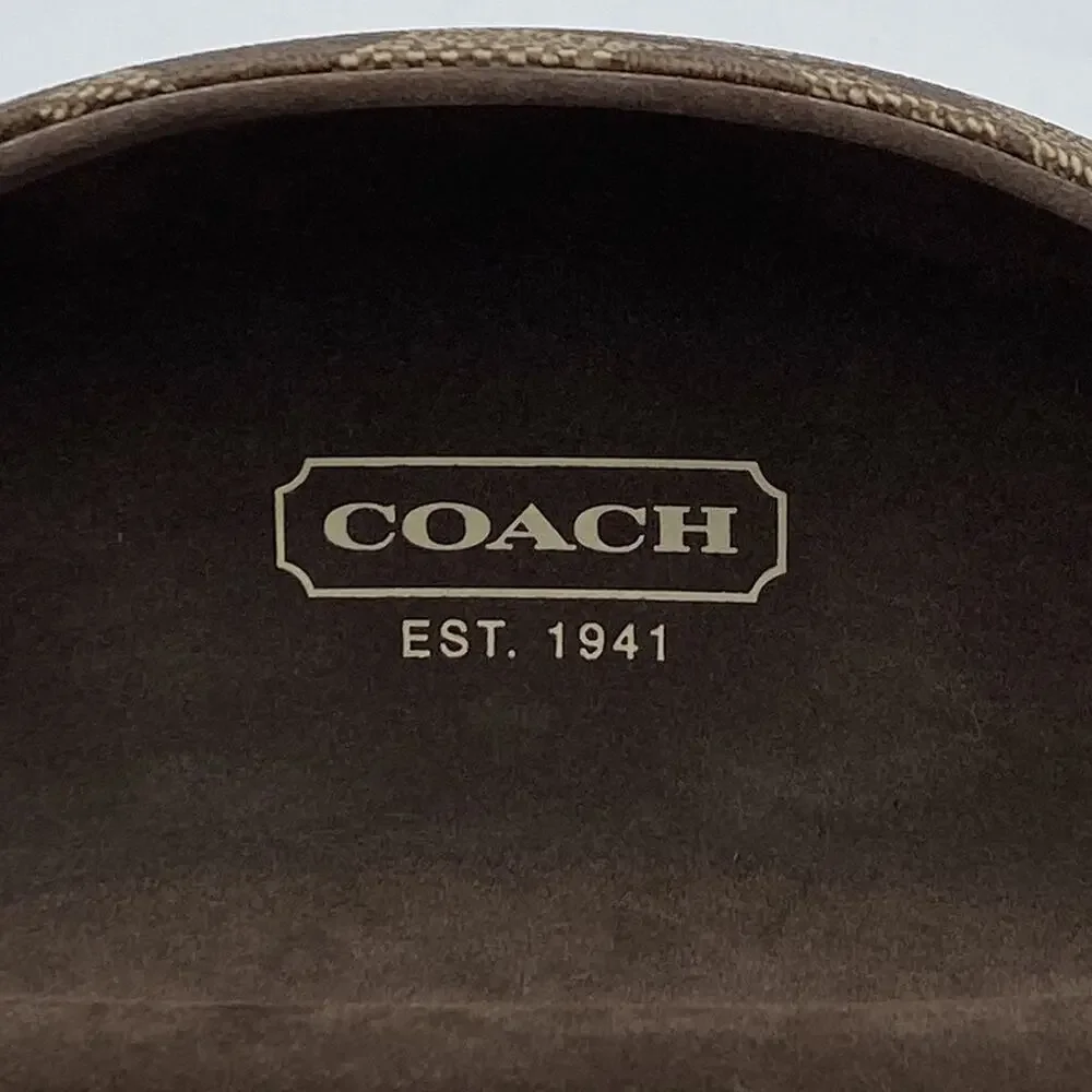 COACH Monogram Sunglass Case Brown Hard Clamshell Oversized Eye Glass Case
